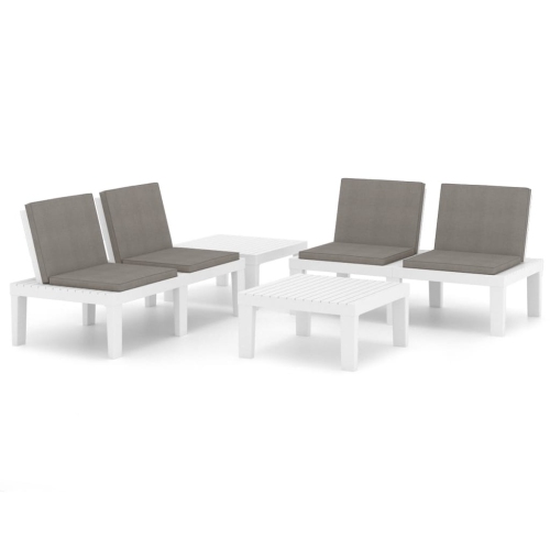 vidaXL 4 Piece Patio Lounge Set with Cushions Plastic White