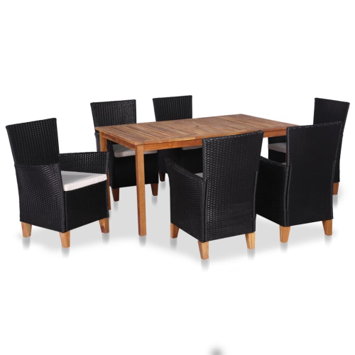 VIDAXL  7 Piece Patio Dining Set Poly Rattan Black And In Brown