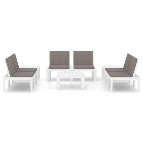 vidaXL 6 Piece Patio Lounge Set with Cushions Plastic White