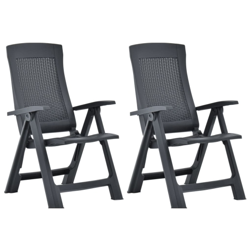 VIDAXL  Patio Reclining Chairs 2 PCs Plastic Anthracite