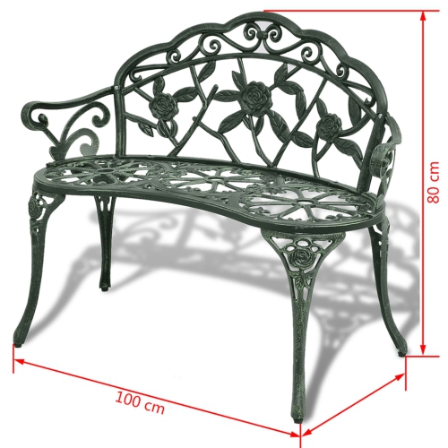 vidaXL Patio Bench 39.4” Cast Aluminium Green