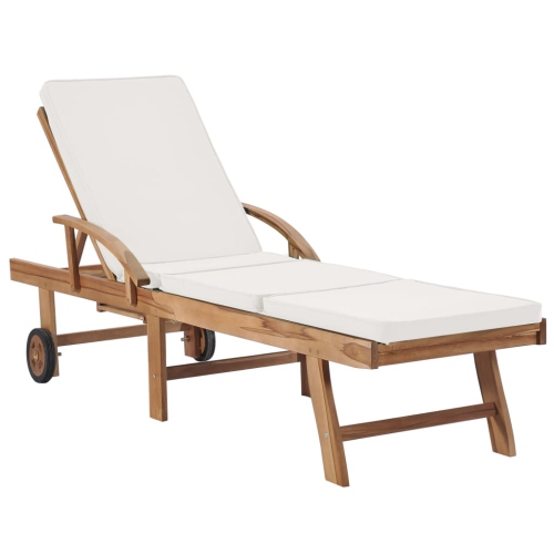 vidaXL Sun Loungers with Cushions 2 pcs Solid Teak Wood Cream
