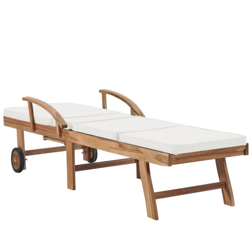 vidaXL Sun Loungers with Cushions 2 pcs Solid Teak Wood Cream