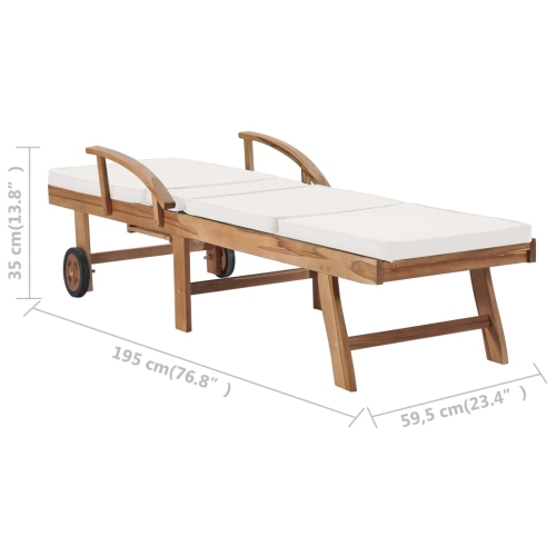 vidaXL Sun Loungers with Cushions 2 pcs Solid Teak Wood Cream