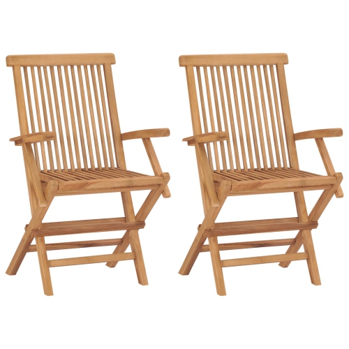 vidaXL Folding Patio Chairs 2 pcs Solid Teak Wood