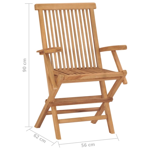 vidaXL Folding Patio Chairs 2 pcs Solid Teak Wood