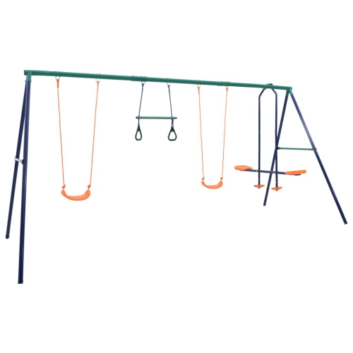 VIDAXL  Swing Set With Gymnastic Rings And 4 Seats Steel
