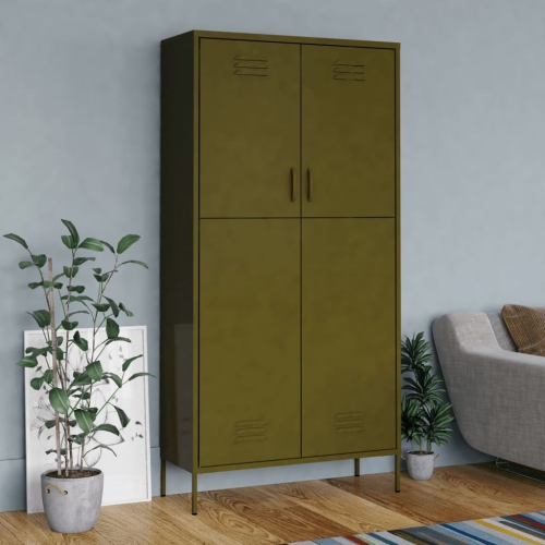 VIDAXL  Wardrobe Olive 35.4"x19.7"x70.9" Steel In Green