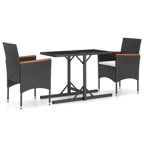 VIDAXL  3 Piece Patio Dining Set In Black