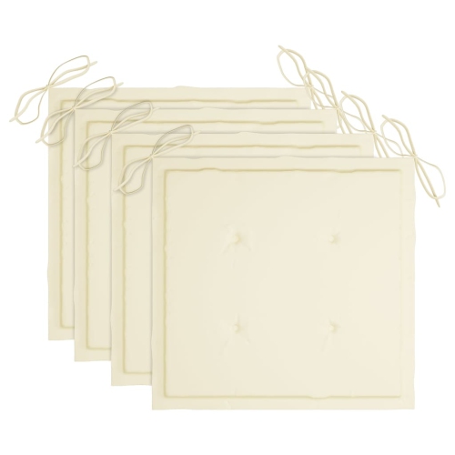 vidaXL Stackable Patio Chairs with Cushions 4 pcs Solid Teak Wood