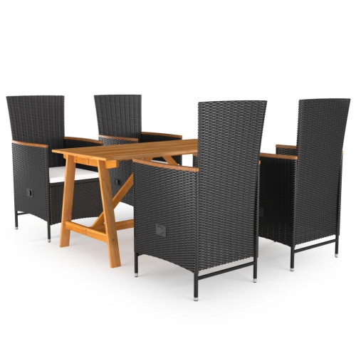VIDAXL  5 Piece Patio Dining Set In Black