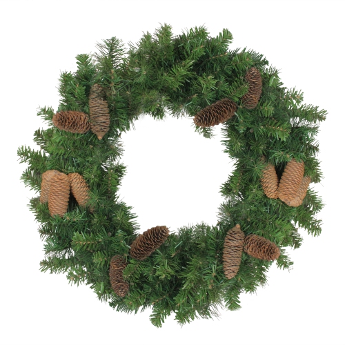 NORTHLIGHT  Dakota Pine Artificial Christmas Wreath With Pine Cones - 24-Inch, Unlit In Red
