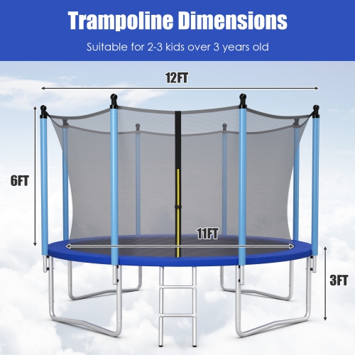 Topbuy – trampoline 12FT pour enfants trampolines récréatives avec filet de sécurité interne