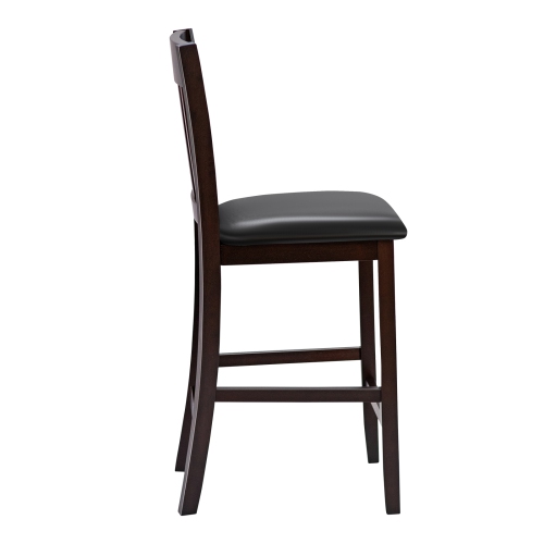 Topbuy Set of 4 Bar Stools Counter Height Pub Chairs w/PU Leather Seat&Rubber Wood Legs