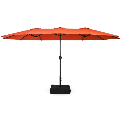 Patiojoy 15FT Double-Sided Twin Patio Umbrella with Base Extra-Large Market Umbrella for Outdoor