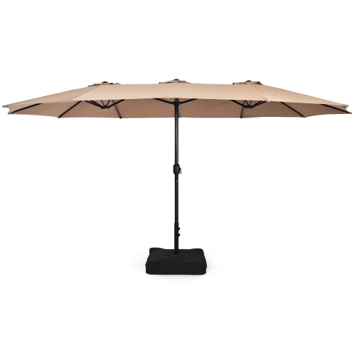 Patiojoy 15FT Double-Sided Twin Patio Umbrella with Base Extra-Large Market Umbrella for Outdoor