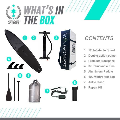 ELITE BLACK XXL 12ft Inflatable planche à pagaie 12'x30"x6"with Premium SUP Accessories & Carry Bag | stand up paddle board gonflable ,Non-Slip Deck