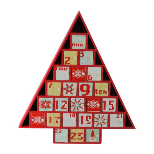 14.5" Red and White Christmas Tree Advent Calendar Decor