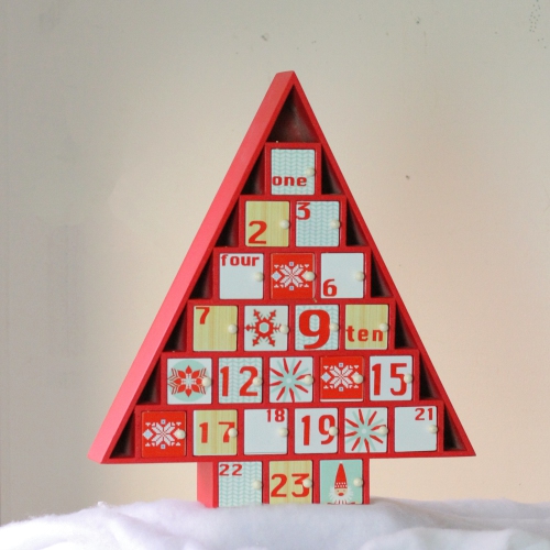 Décoration de calendrier de l’avent en forme d’arbre de Noël rouge et blanc de 14.5 po