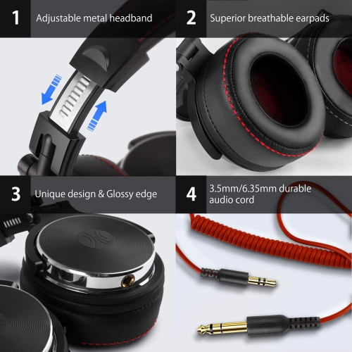 Adapter-free DJ Headphones for Studio Monitoring and Mixing,Sound Isolation, 90掳 Rotatable Housing with Top