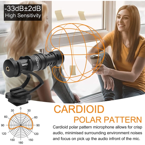 CVM-VM10II Video Microphone, Professional Full Metal Compact On Camera Mini Shotgun Video Mic for Smartphone