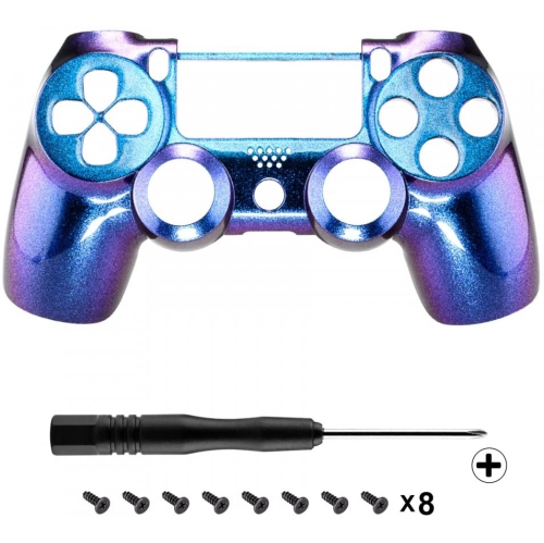 Chameleon Purple Blue Glossy Front Housing Shell for PS4 Slim Pro Controller, Custom Accessories Faceplate