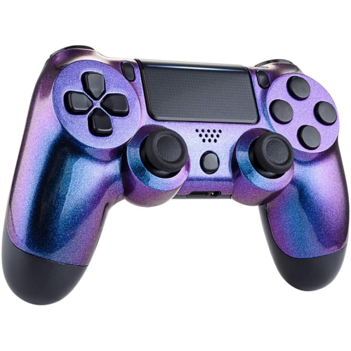 Chameleon Purple Blue Glossy Front Housing Shell for PS4 Slim Pro Controller, Custom Accessories Faceplate