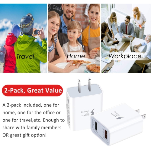 Quick charge 3.0, 2 chargeurs muraux USB 3.0 de 30 W Quick charge 3.0 Adaptateur à recharge rapide Bloc de recharge rapide