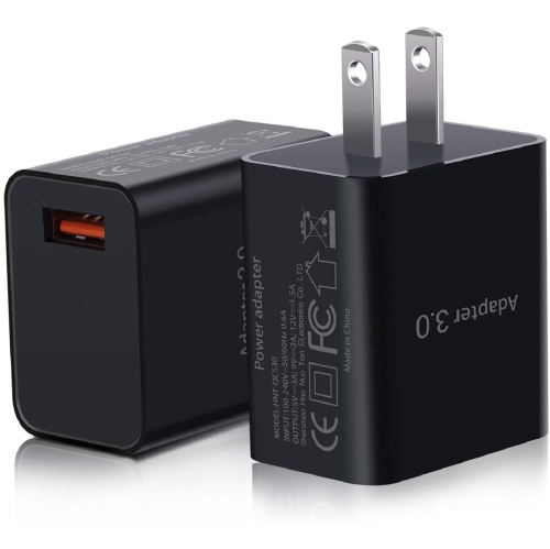 ALBERTATECH  Fast Charge 3.0 Wall Charger, 2Pack USB Power Adapter 18W Fast Charging Block Compatible With Wireless Charger