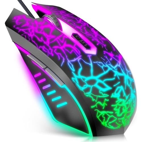 ALBERTATECH  Gaming Mouse, Souris Ergonomic Wired Gaming Mice With 7 Colors Led Backlight, 4 Dpi Settings Up to 3600