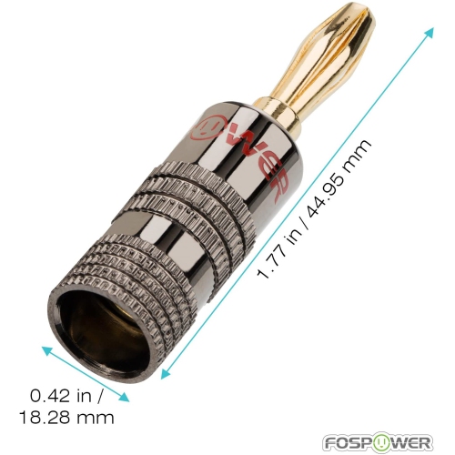 Fiches banane 6 paires/12 pièces, vis fermée 24K connecteurs de haut-parleur bananes plaqués or pour le fil de haut-parleur,