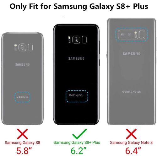 Pour l’étui portefeuille Galaxy S8 plus de Samsung, support de transport en cuir de polyuréthane magnétique pour fentes pour cartes