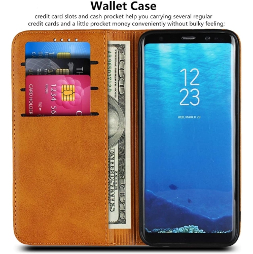 Pour l’étui portefeuille Galaxy S8 plus de Samsung, support de transport en cuir de polyuréthane magnétique pour fentes pour cartes