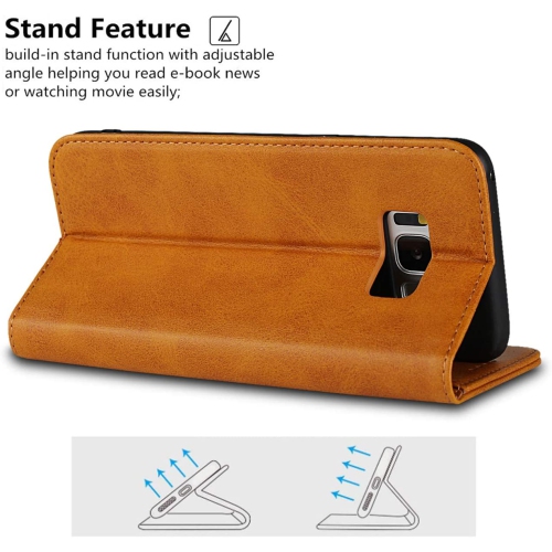 Pour l’étui portefeuille Galaxy S8 plus de Samsung, support de transport en cuir de polyuréthane magnétique pour fentes pour cartes