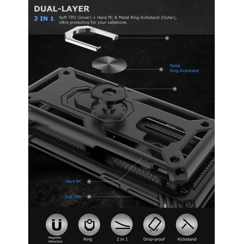 Ring Kickstand Phone Case for Samsung Galaxy S9,Heavy Duty Dual Layer Drop Protection Case for Galaxy S9,Hard