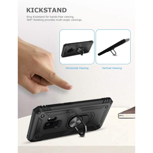 Ring Kickstand Phone Case for Samsung Galaxy S9,Heavy Duty Dual Layer Drop Protection Case for Galaxy S9,Hard