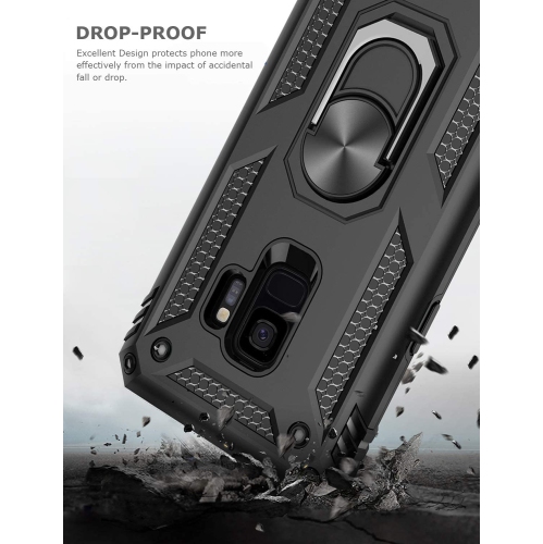 Ring Kickstand Phone Case for Samsung Galaxy S9,Heavy Duty Dual Layer Drop Protection Case for Galaxy S9,Hard