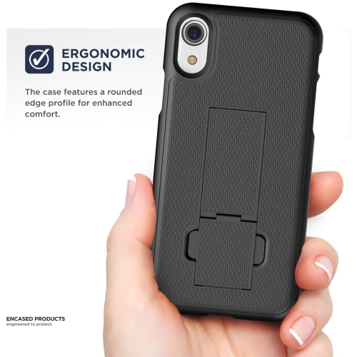 iPhone XR Belt Clip Holster Case, Ultra Slim Rubberized Grip Thin Fit Protective Hard Cover Holder -