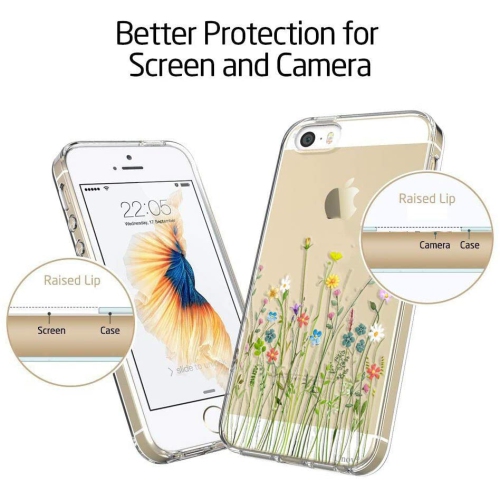 Étui transparent avec design TPU souple et absorption des chocs de Bumkins motif floral mince pour iPhone