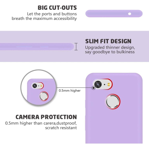 Pixel 3 Case Silicone, Slim Liquid Silicone Gel Rubber Shockproof Soft Microfiber Cloth Lining Cushion