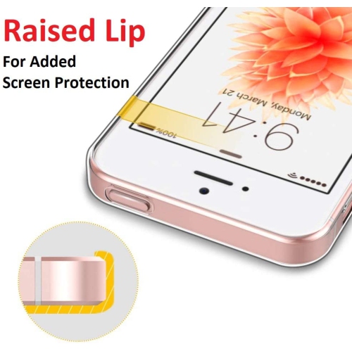 Étui iPhone 5/5S/se - TPUR mince et souple [Crystal Clear] Étui protecteur arrière transparent pour Apple iPhone SE