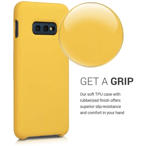 Étui en silicone TPUR compatible avec le Galaxy S10e de Samsung - Étui mince et fini doux - Jaune miel