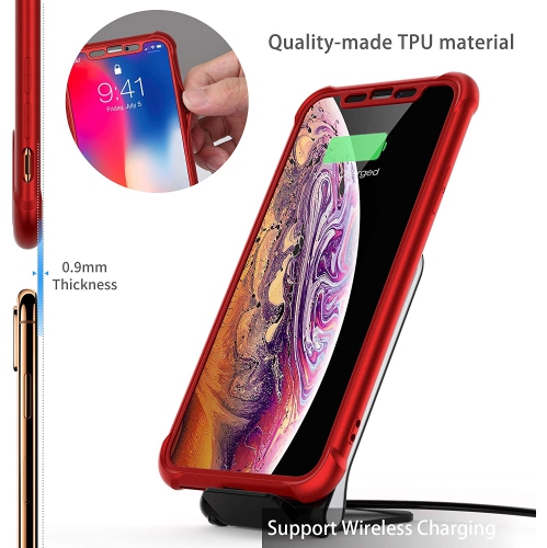 Designed for Apple iPhone Xs Case Designed for Apple iPhone X Case (2017) with[2 x Tempered Glass Screen