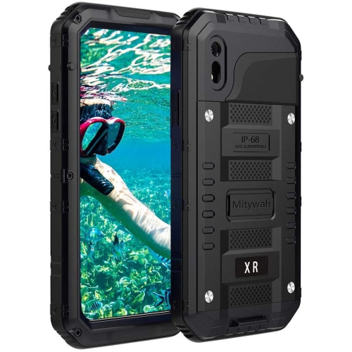 iPhone XR Case Heavy Duty Waterproof Shockproof Dustproof Durable Metal Full Body Protective Case Built-in