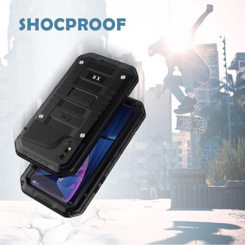 iPhone XR Case Heavy Duty Waterproof Shockproof Dustproof Durable Metal Full Body Protective Case Built-in