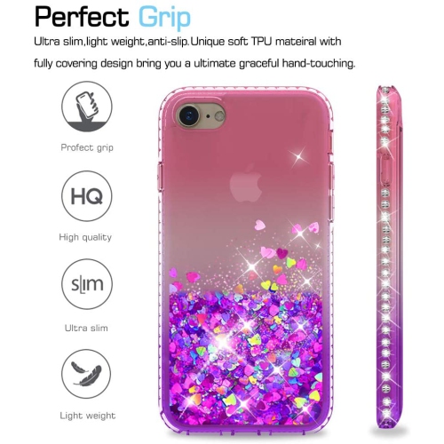 iPhone SE 2020 Case, iPhone 8 Case, iPhone 7 Case with Tempered Glass Protector [2 Pack] for Girls Women, Luxury