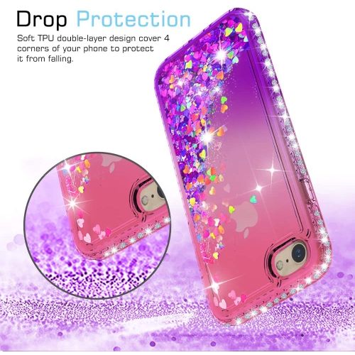 iPhone SE 2020 Case, iPhone 8 Case, iPhone 7 Case with Tempered Glass Protector [2 Pack] for Girls Women, Luxury