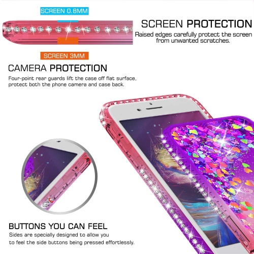 iPhone SE 2020 Case, iPhone 8 Case, iPhone 7 Case with Tempered Glass Protector [2 Pack] for Girls Women, Luxury