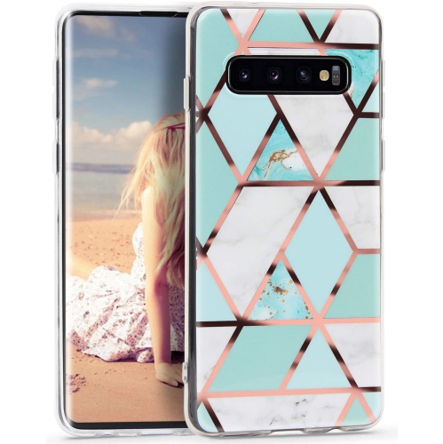 ALBERTATECH  Galaxy S10 Case, Ultra Thin Glitter Rose Strips Marble Design Glossy Soft Tpu Rubber Silicone Cover Phone In Gold