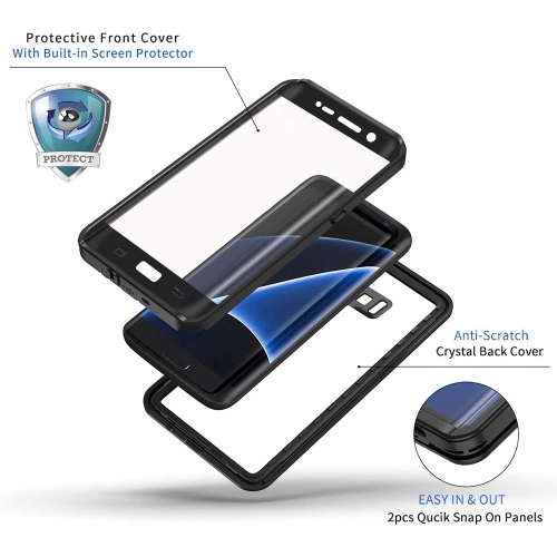Galaxy S7 Edge Case, IP68 Waterproof Dustproof Shockproof Full Body Sealed Underwater Protective Cover
